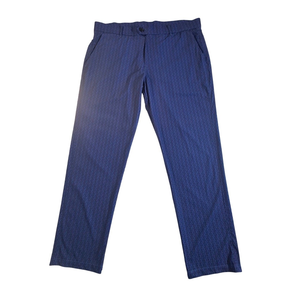 Greyson‎ Montauk Golf Pants Mens 34 Blue Moon Print Stretch Trousers Navy 34x28